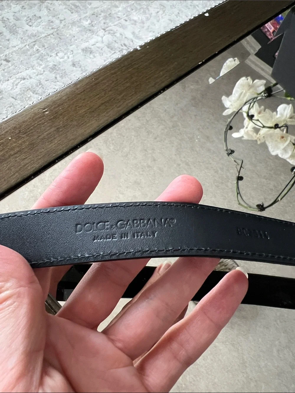 Dolce & Gabbana Black suede Leather Belt with Silver-Tone Double Buckle